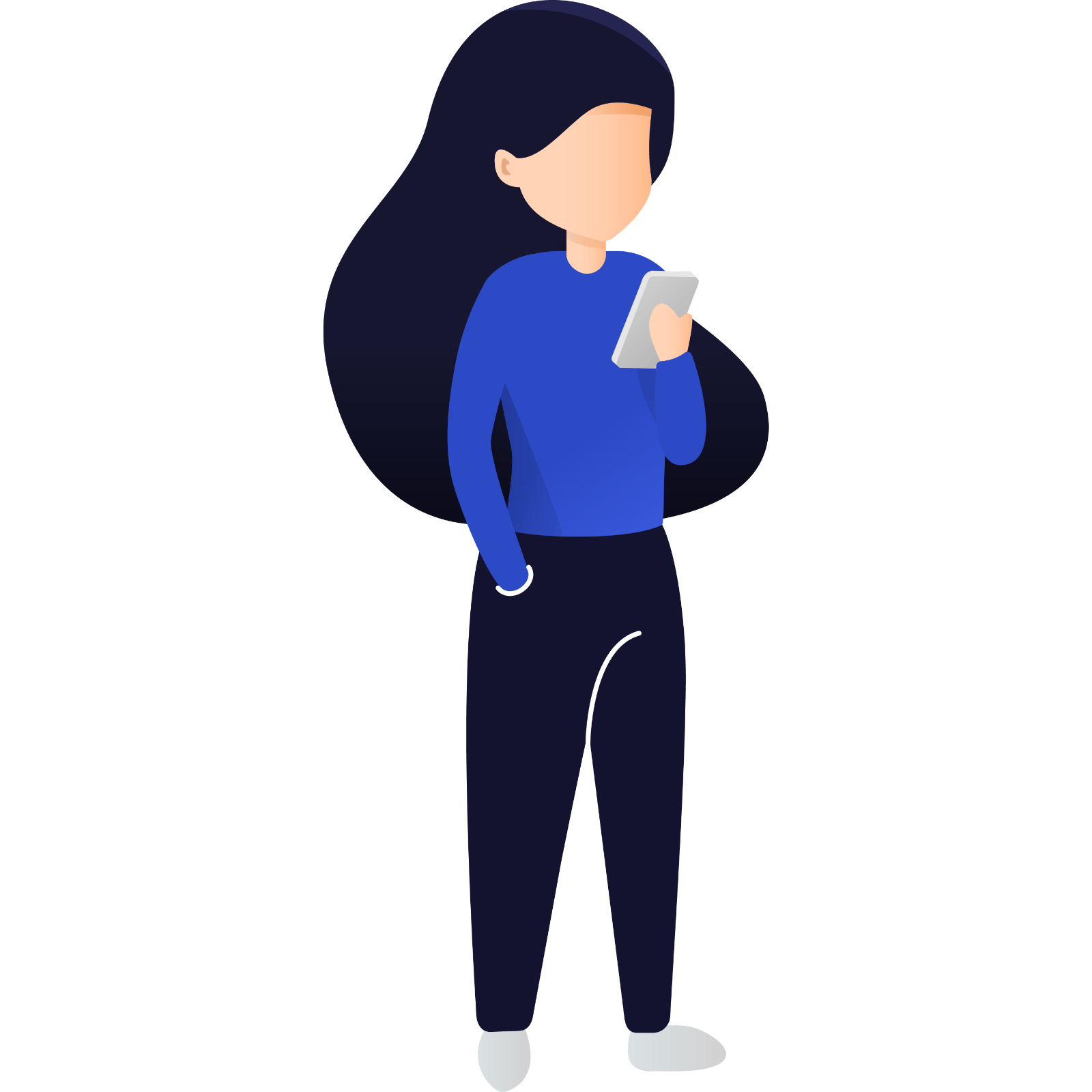 A girl looking at her phone vector illustration.