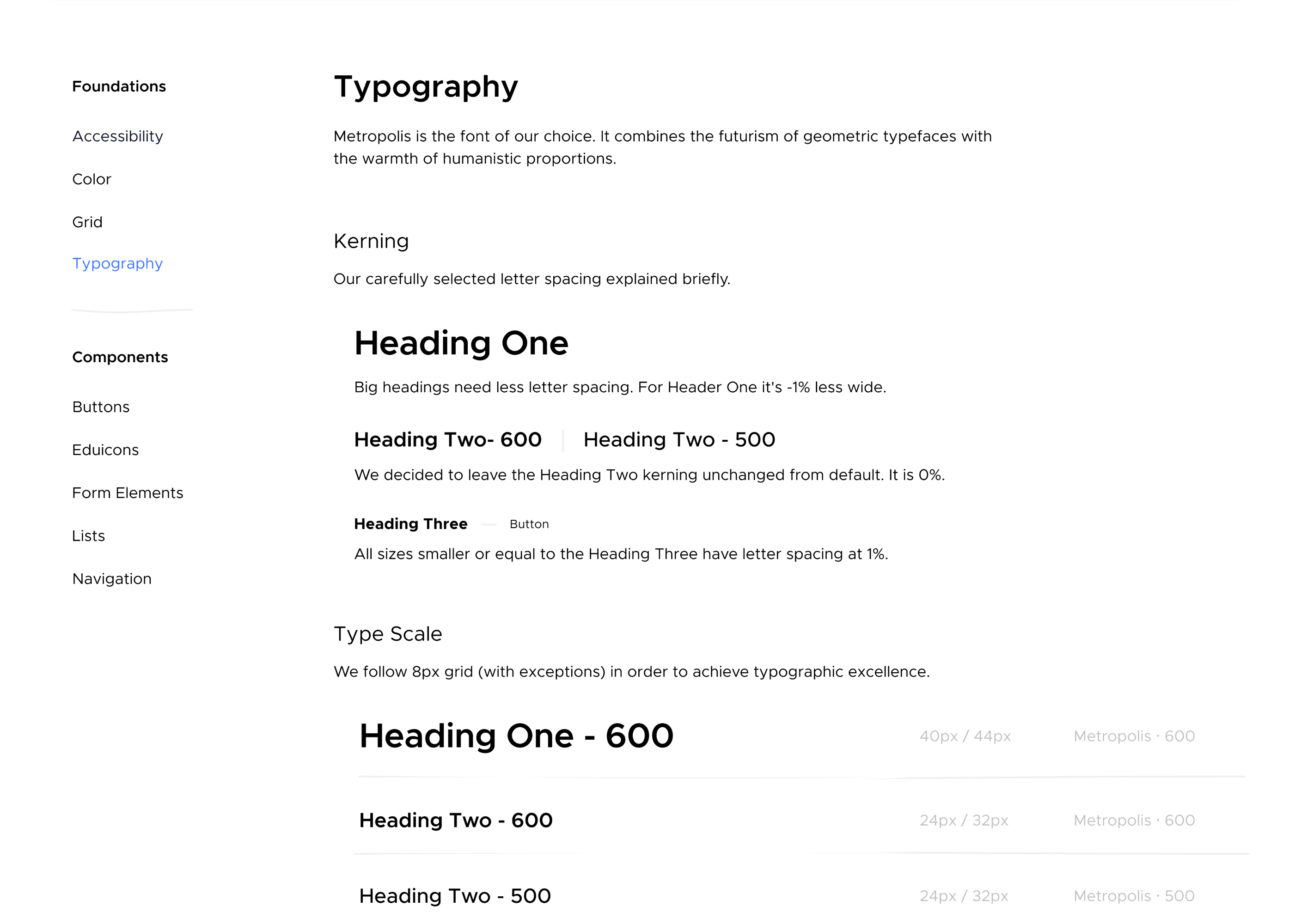 The Eduway design system typography guidelines.