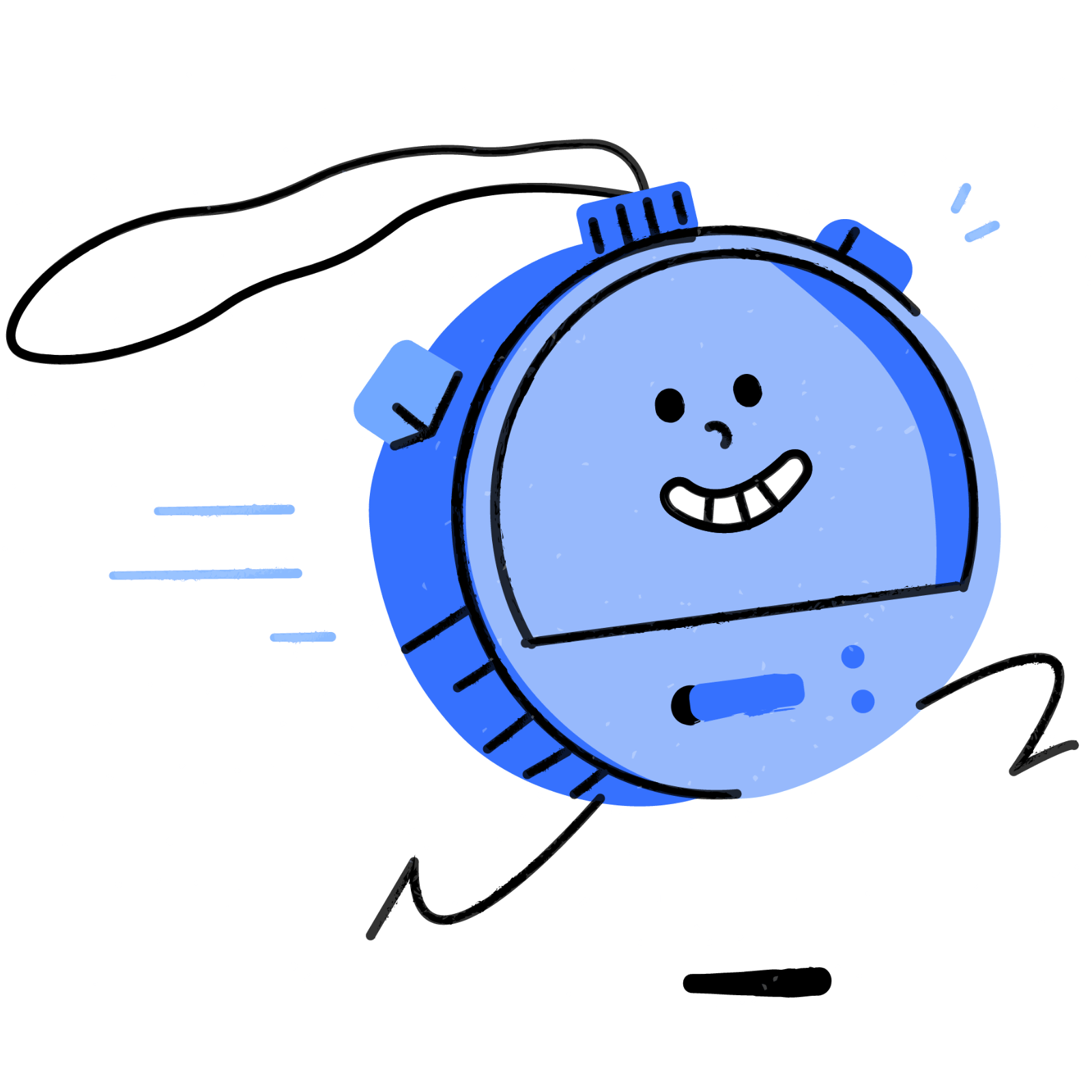 A cartoon style illustration of a happy running timer.