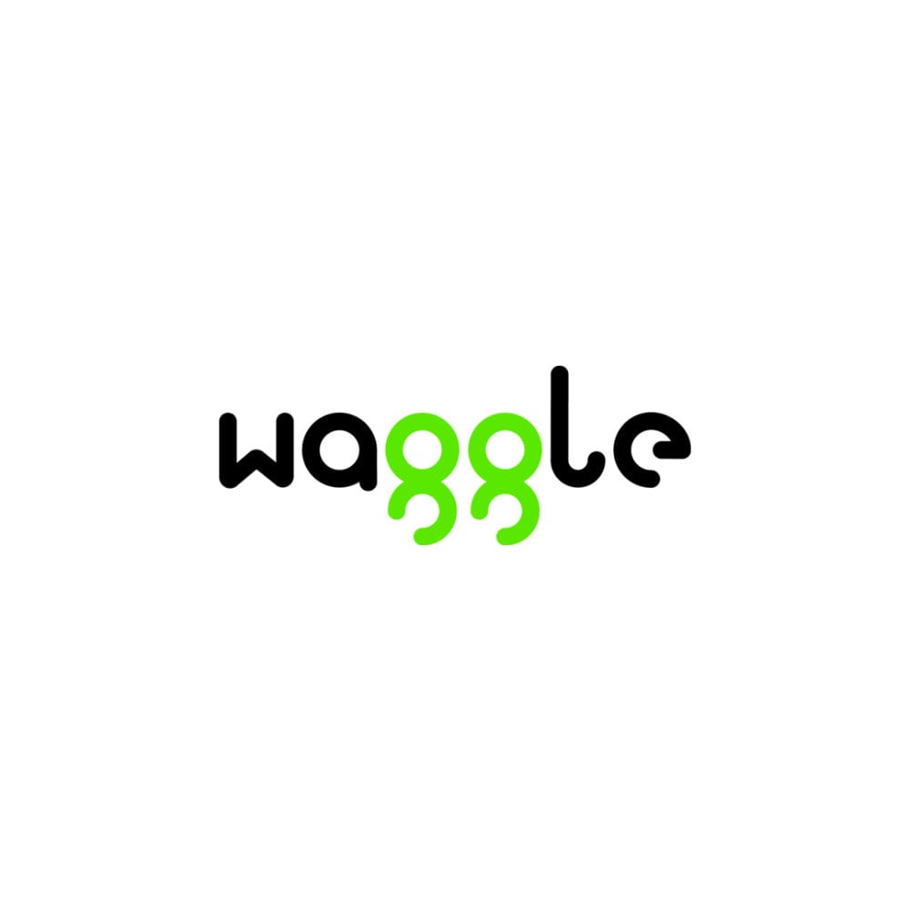 Green and black text logo of the Waggle.pl project.